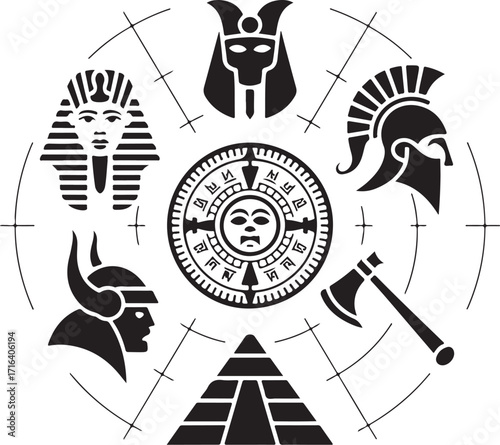 Ancient cultures symbolized in a circular design
