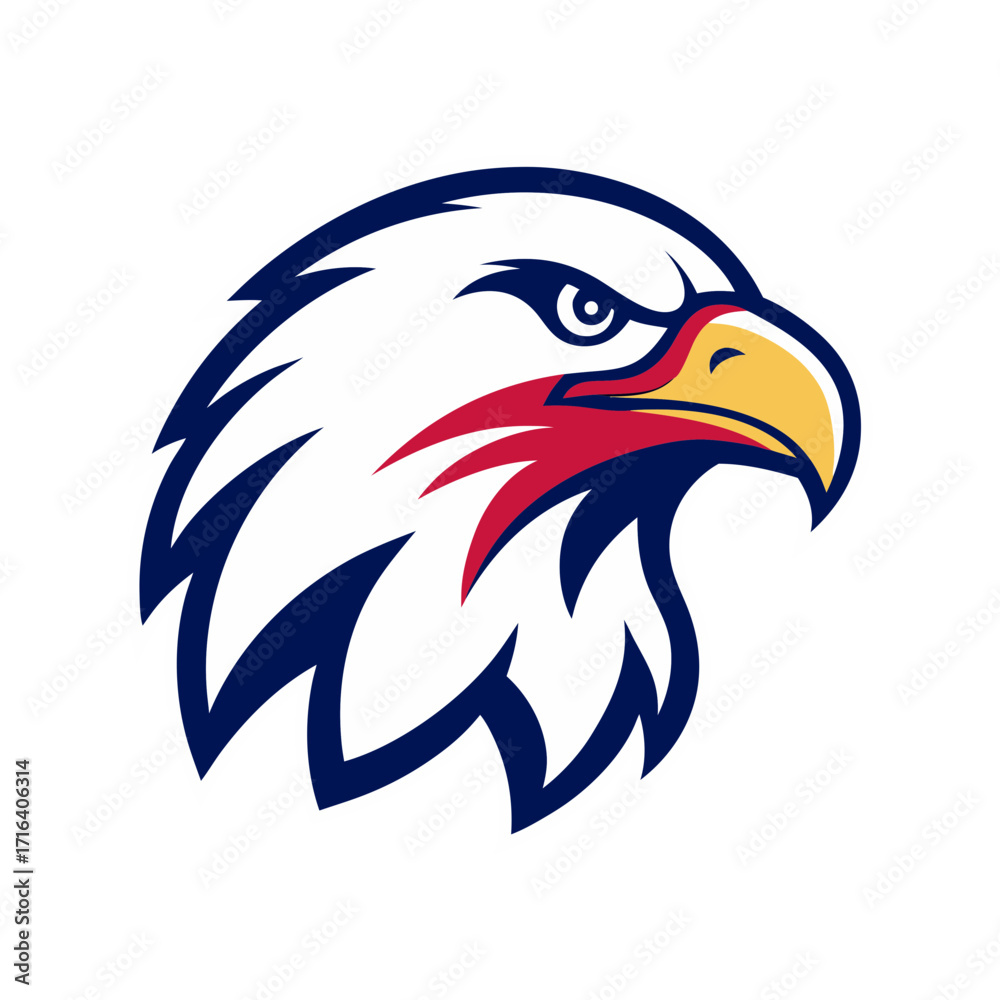 Obraz premium fierce bald eagle mascot logo in usa colors vector art