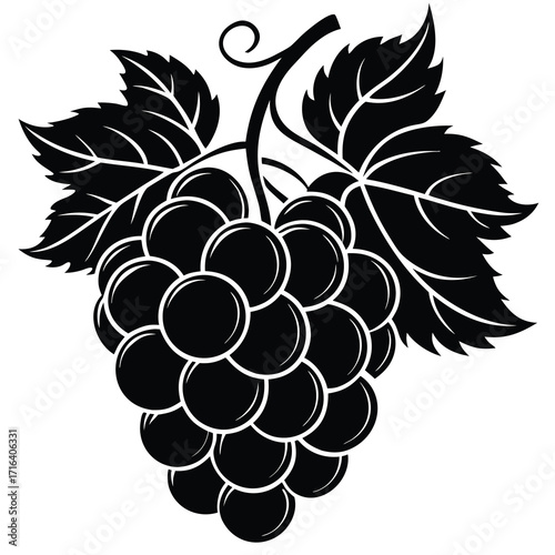 Vibrant cluster of ripe grapes with smooth color gradients perfect for food and beverage advertising and design