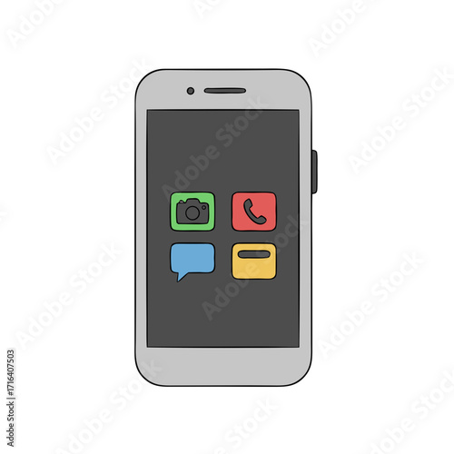 Smartphone flat illustration in natural colors isolated on white background
