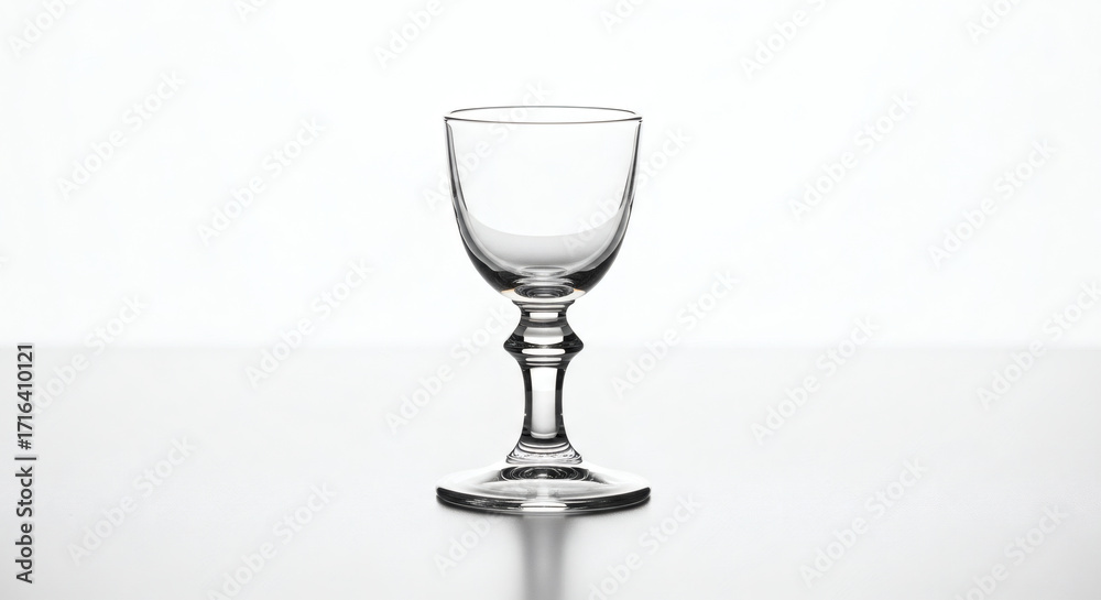 Obraz premium A clear glass with a stem on a white surface in a studio setting