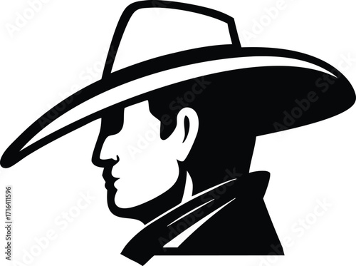 Retro illustration of a cowboy with a cigar and a black hat