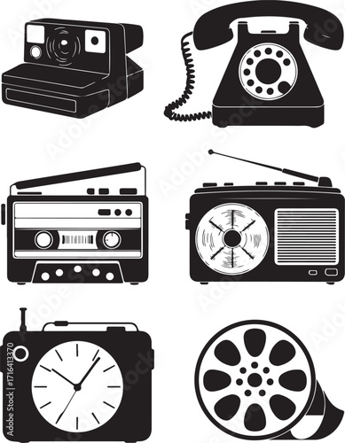 Retro technology icons capture nostalgia and vintage appeal