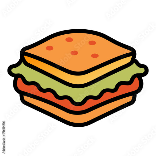 lasagne cartoon icon tasty Italian dish in plate