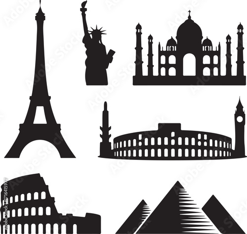 Iconic global landmarks collection for travel inspiration