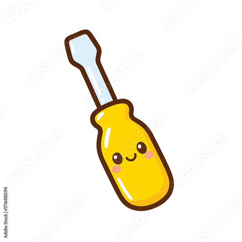 Kawaii Yellow Flathead Screwdriver Icon
