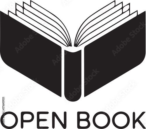 Vector art of open book logo symbolizing knowledge and learning