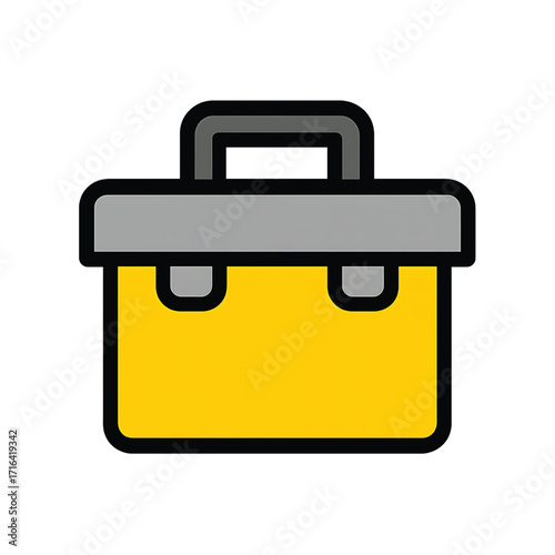  Yellow Toolbox Icon with Gray Lid