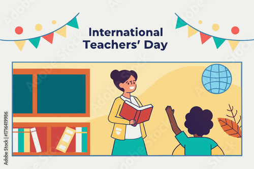 Teacher and student celebrating International Teachers' Day.