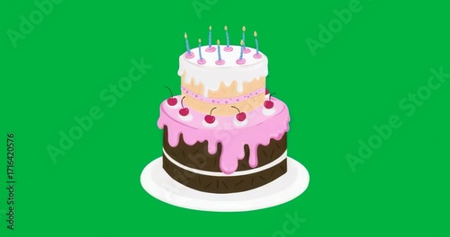 On party start figurines swaying and dancing atop cake spreading fun against transparent backdrop