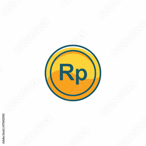 A glossy golden coin icon with the Indonesian Rupiah "Rp" symbol, representing currency and finance.