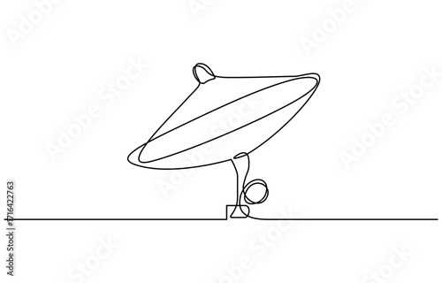 Continuous one line drawing of Satellite dish vector illustration. Editable outline