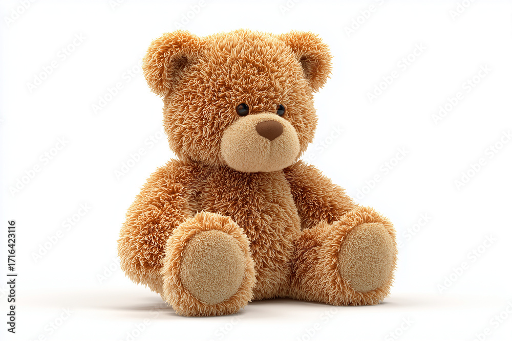 Obraz premium A teddy bear, 3D render, isolated on a white background.