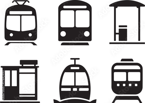 Modern transit icons public transport collection