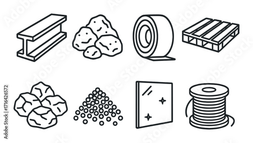 Visual guide to industrial materials featuring metal, rocks, and tools