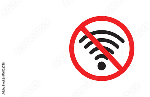 Wi-Fi internet no access error icon sign. wifi signal with a prohibition symbol