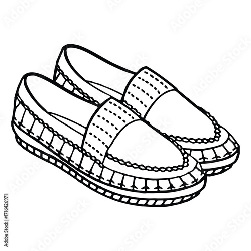 Silhouette of espadrilles isolated on a white background