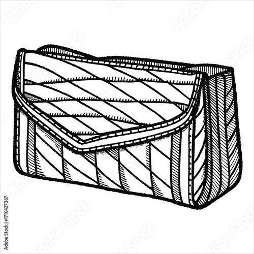 Silhouette of foldable fabric pouch isolated on a white background