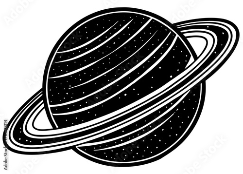 Planet with Rings Silhouette, Space Science SVG, PNG