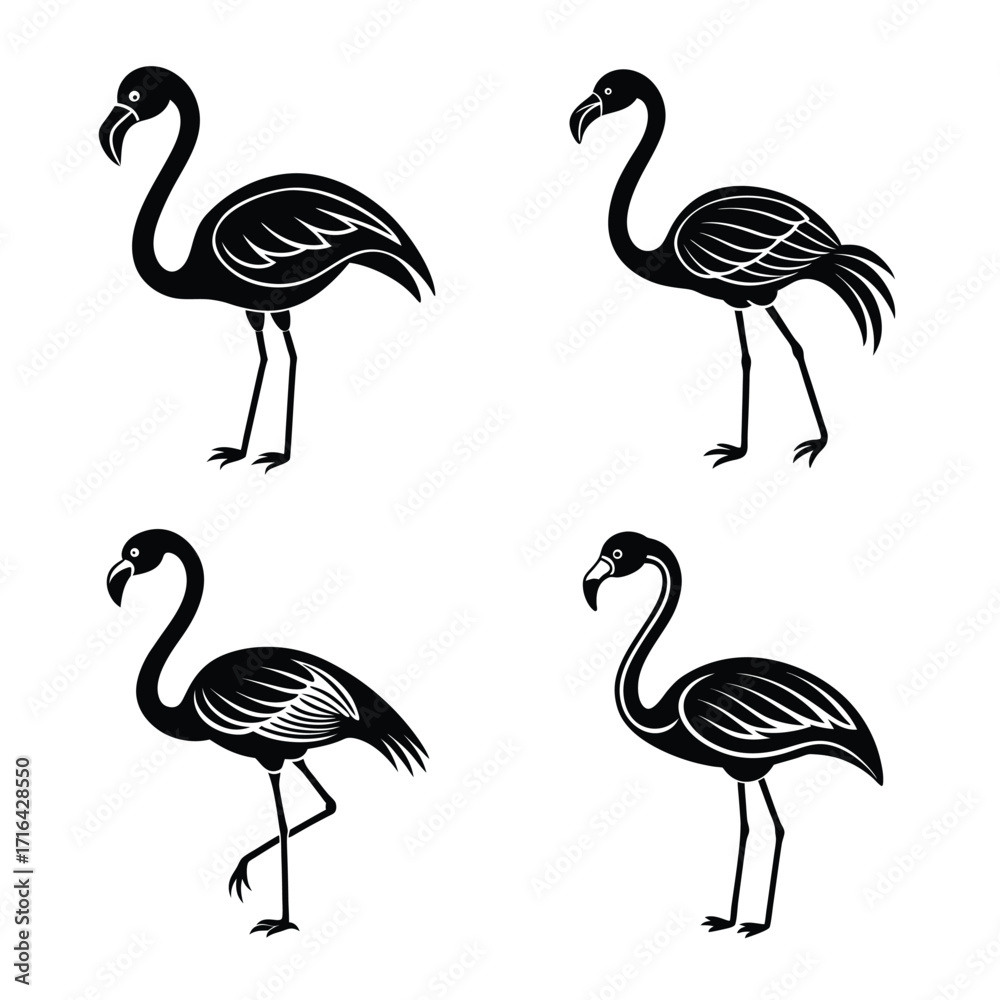 Obraz premium Flamingo silhouette vector illustration – elegant tropical bird design for decor and artwork