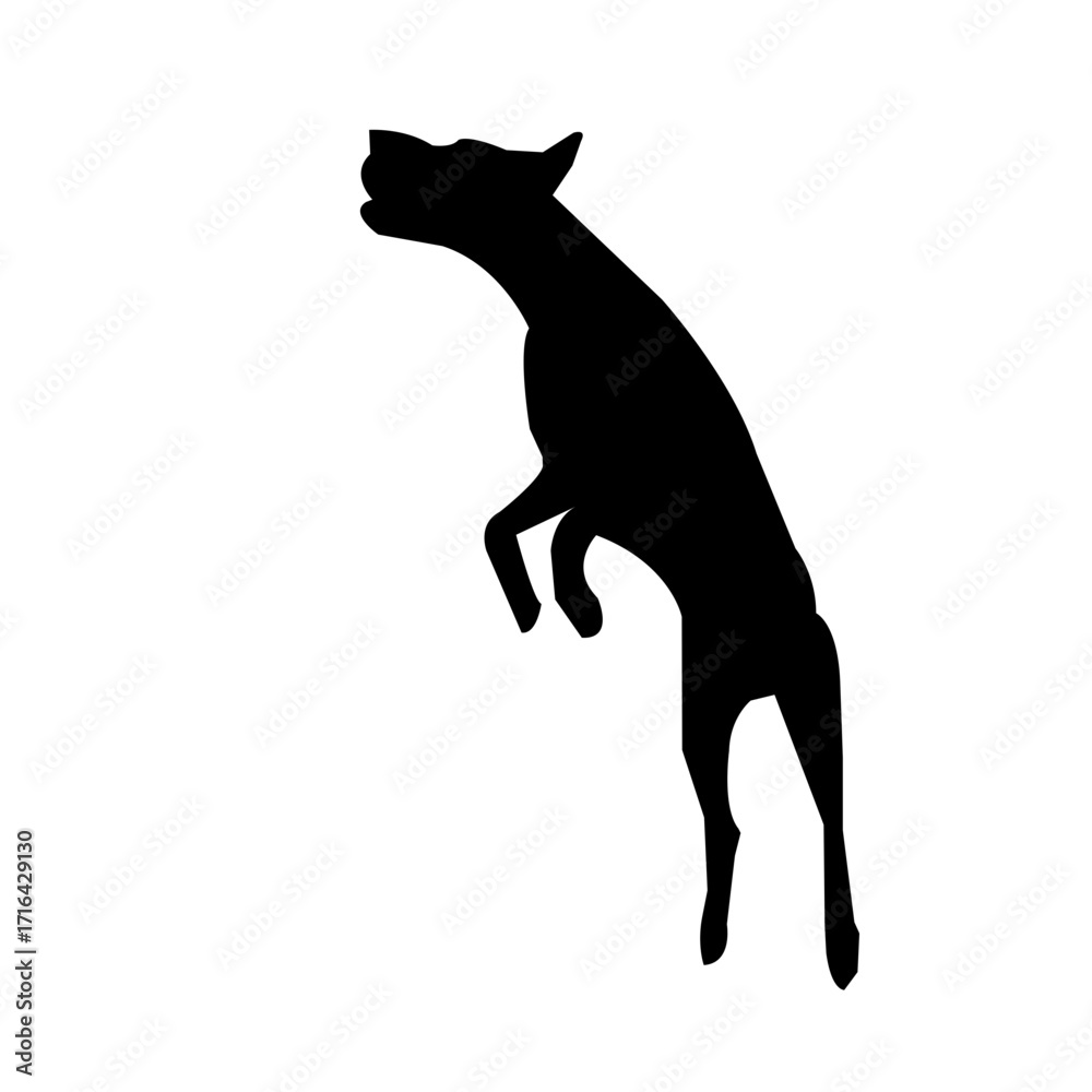 Naklejka premium A dynamic silhouette of a dog running, likely a hound breed, presented against a plain white background.