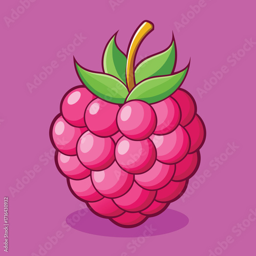 Vibrant raspberry illustration with a soft gradient background perfect for advertising and banners