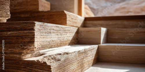 Stone steps with textured surface
