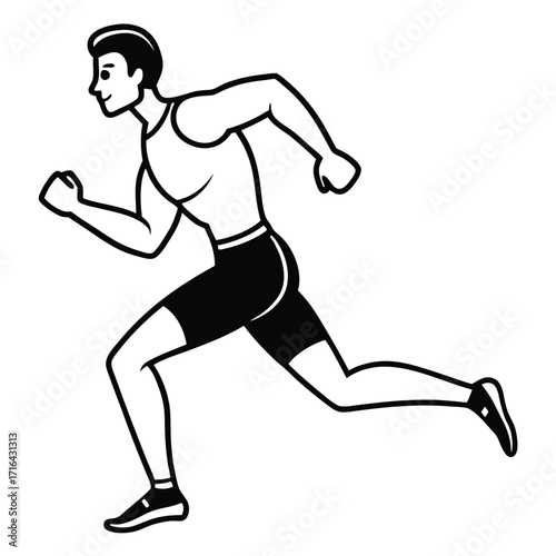 Dynamic line art illustration of a running athlete in motion showcasing speed and athleticism