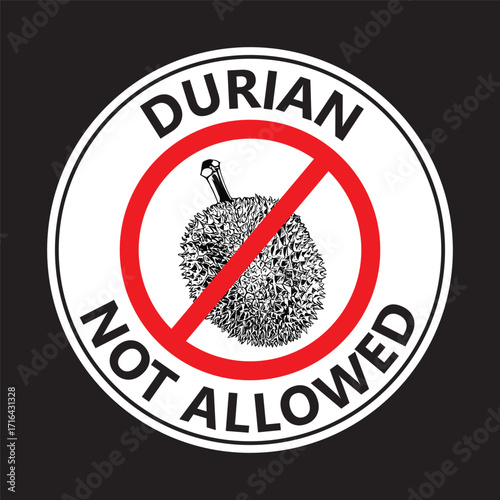 Durian fruit not allowed sign illustration