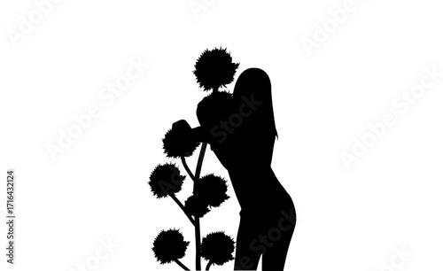 Silhouette of a woman dancing with pom-poms, captivating athletic pose.