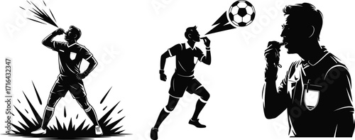 Referee Silhouette Illustration Black Isolated: Officials Enforcing Rules, a Dynamic Depiction of Authority and Fair Play in Sporting Events
