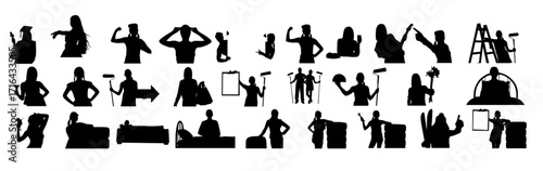 Diverse Silhouette Icons of People in Various Activities