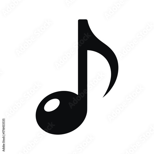 Simple black eighth note symbol capturing musicality and sound for diverse applications