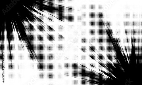 Monochromatic Halftone Pattern with Abstract Gradient Transition from Dense Black Dots to Sparse Arrangement on White Background for Modern Designs