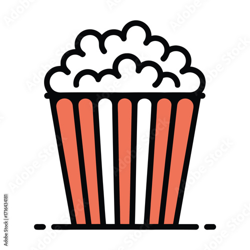 Classic popcorn bucket icon fun snack food cinema movie entertainment treat