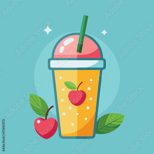 Vibrant healthy smoothie drink illustration with fresh fruits and ingredients perfect for nutrition and wellness branding