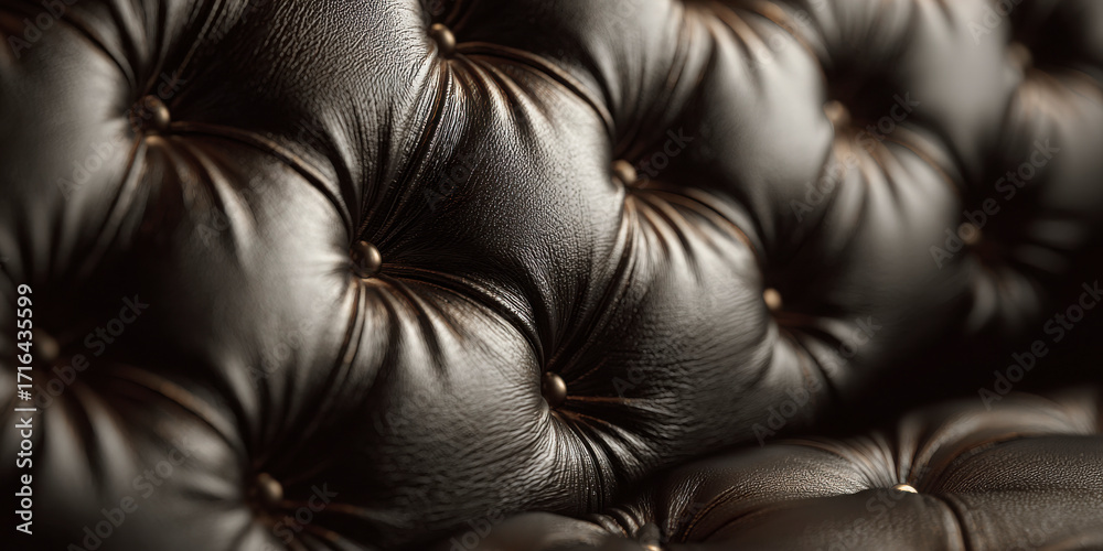 Fototapeta premium Detailed Close Up of Tufted Dark Brown Leather Upholstery