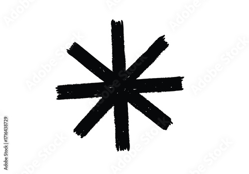 Hand drawn asterisk star brush stroke vector symbol