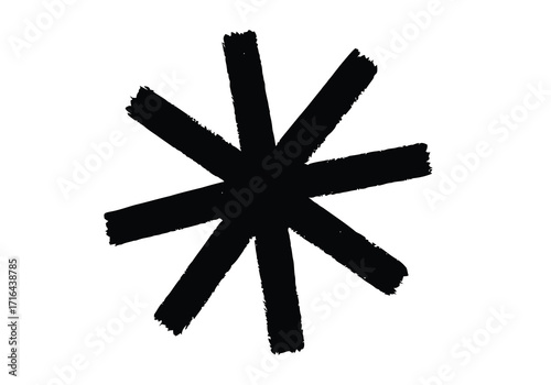 Asterisk star vector icon hand drawn brush stroke design