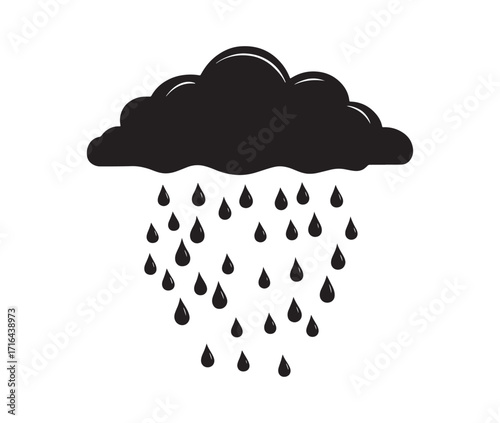 Thunderstorm and rain icon.