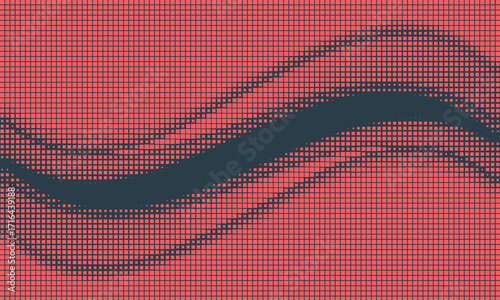 Halftone Checkered Rhombus Pattern Vector Smooth Warped Border Red Stylish Abstract Background. Graphical Chequered Particles Texture Pop Art Design. Half Tone Contrast Minimalistic Art Wide Wallpaper