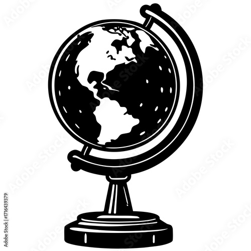 globe on black background