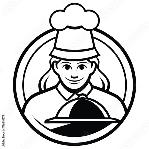 Elegant catering service logo design with food and drink elements in vibrant colors