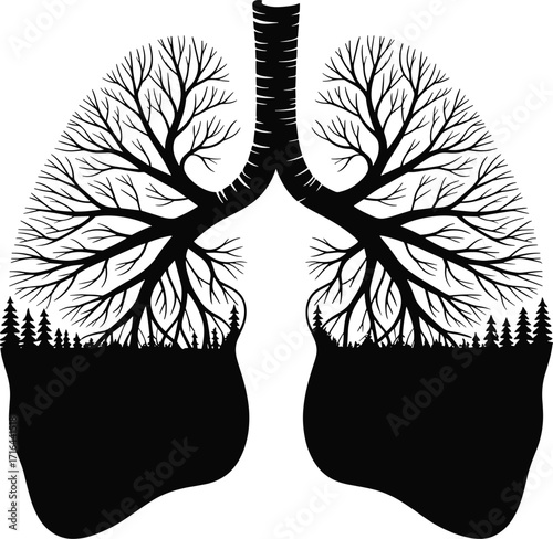 Nature s lungs a forest landscape within human anatomy