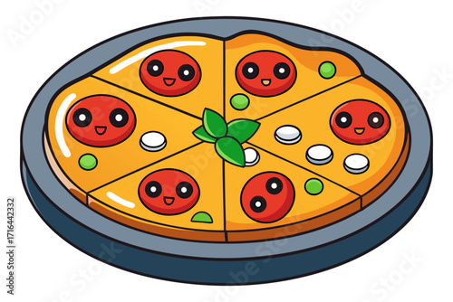 Adorable Cartoon Pizza Slice A Deliciously Cute Illustration