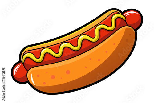 Delicious Hot Dog with Mustard A Classic Fast Food Illustration
