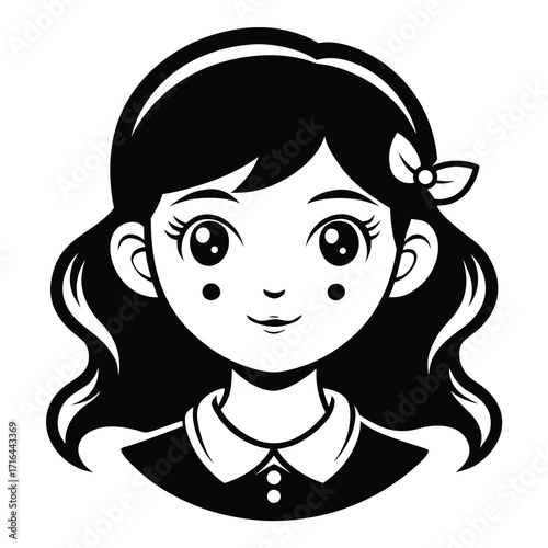 Striking black and white portrait illustration of a woman s face with expressive features