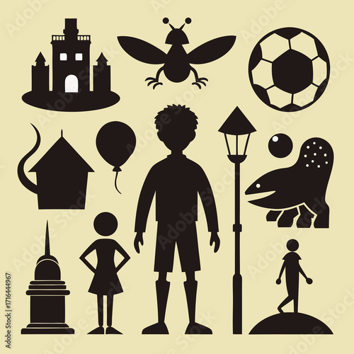 Diverse silhouette collection featuring people animals and objects in various poses and styles