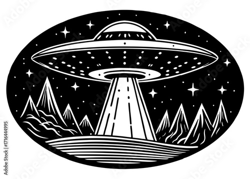 Alien Spaceship Silhouette, Space Science SVG, PNG