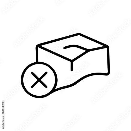 Block icon with crossed mark indicating prohibition or rejection  